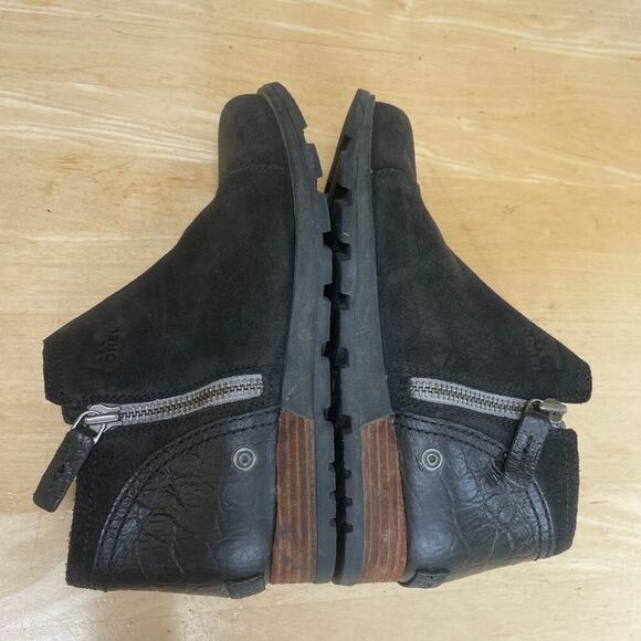 SOREL Major Low Black Suede Leather Side-Zip Women's Ankle Booties - Size 7 - Picture 11 of 15
